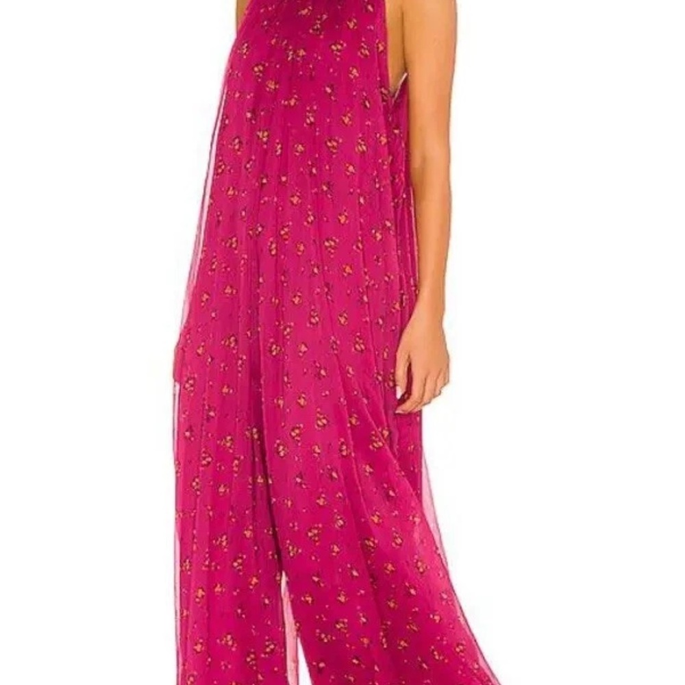 Free People Bright Fuchsia Halter Wide-Leg Jumpsuit - Picture 5 of 14